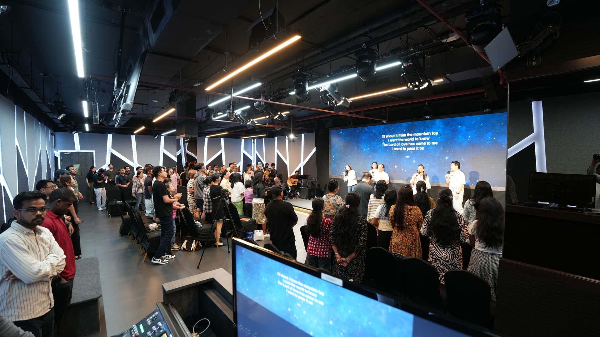 The ICOC UAE church family gathered for Sunday worship in Oval Hall, Garhoud