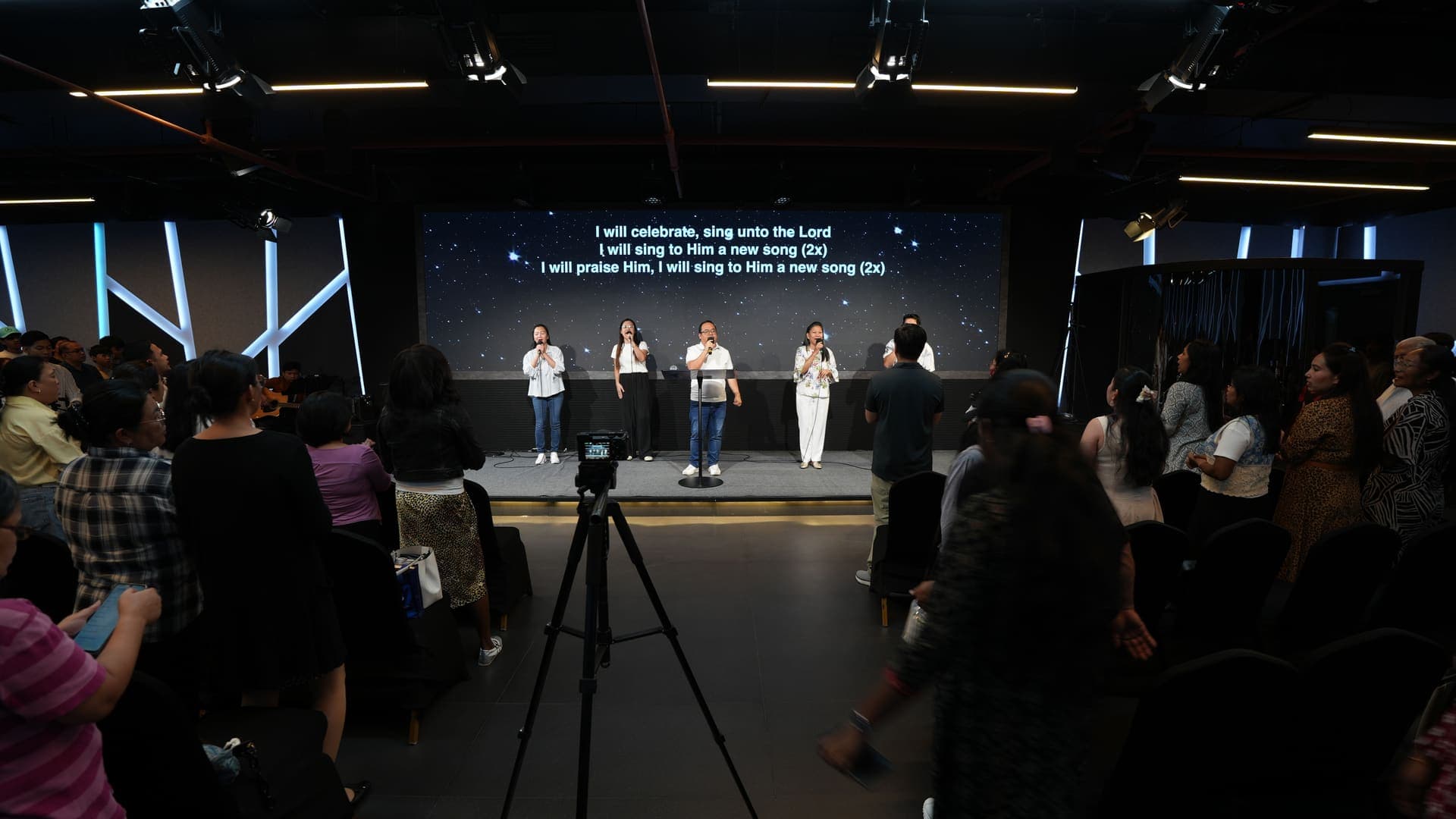 Worship team leading praise at ICOC UAE Sunday service in Dubai